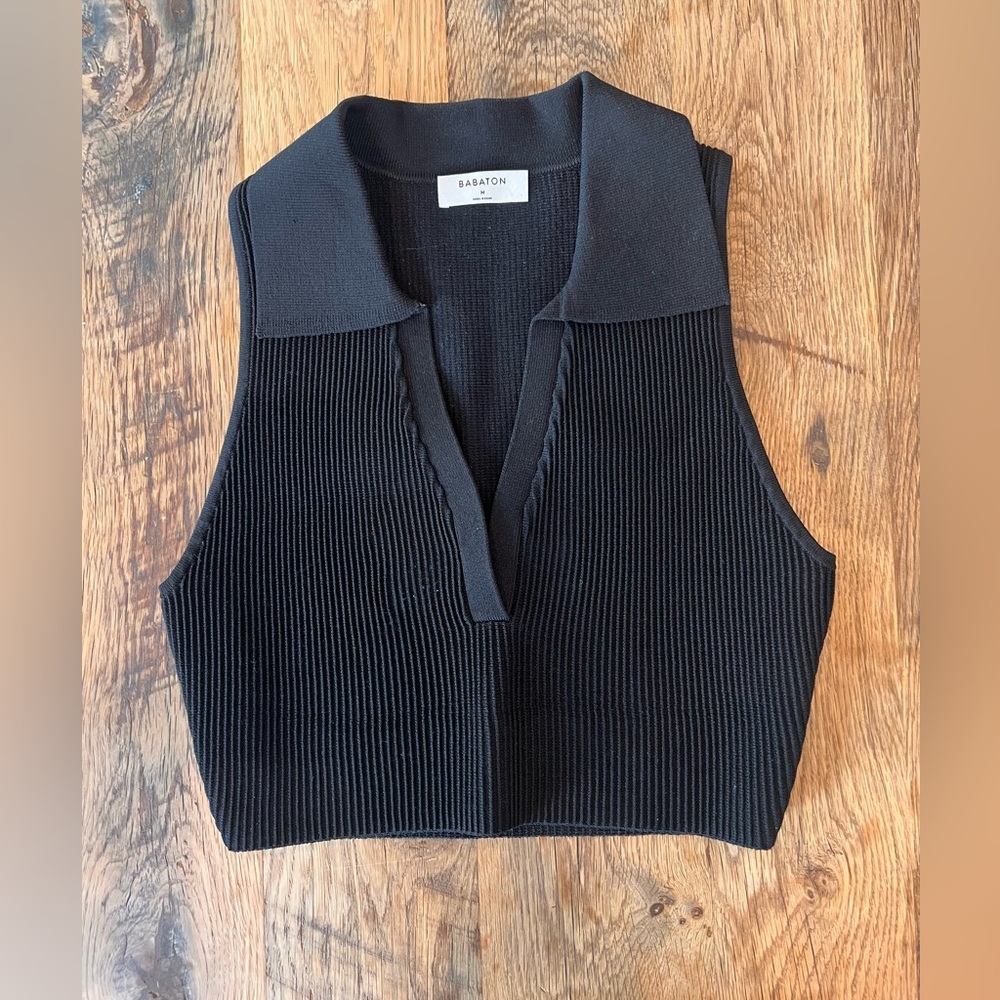 Babaton Black Sculpted Knit Top